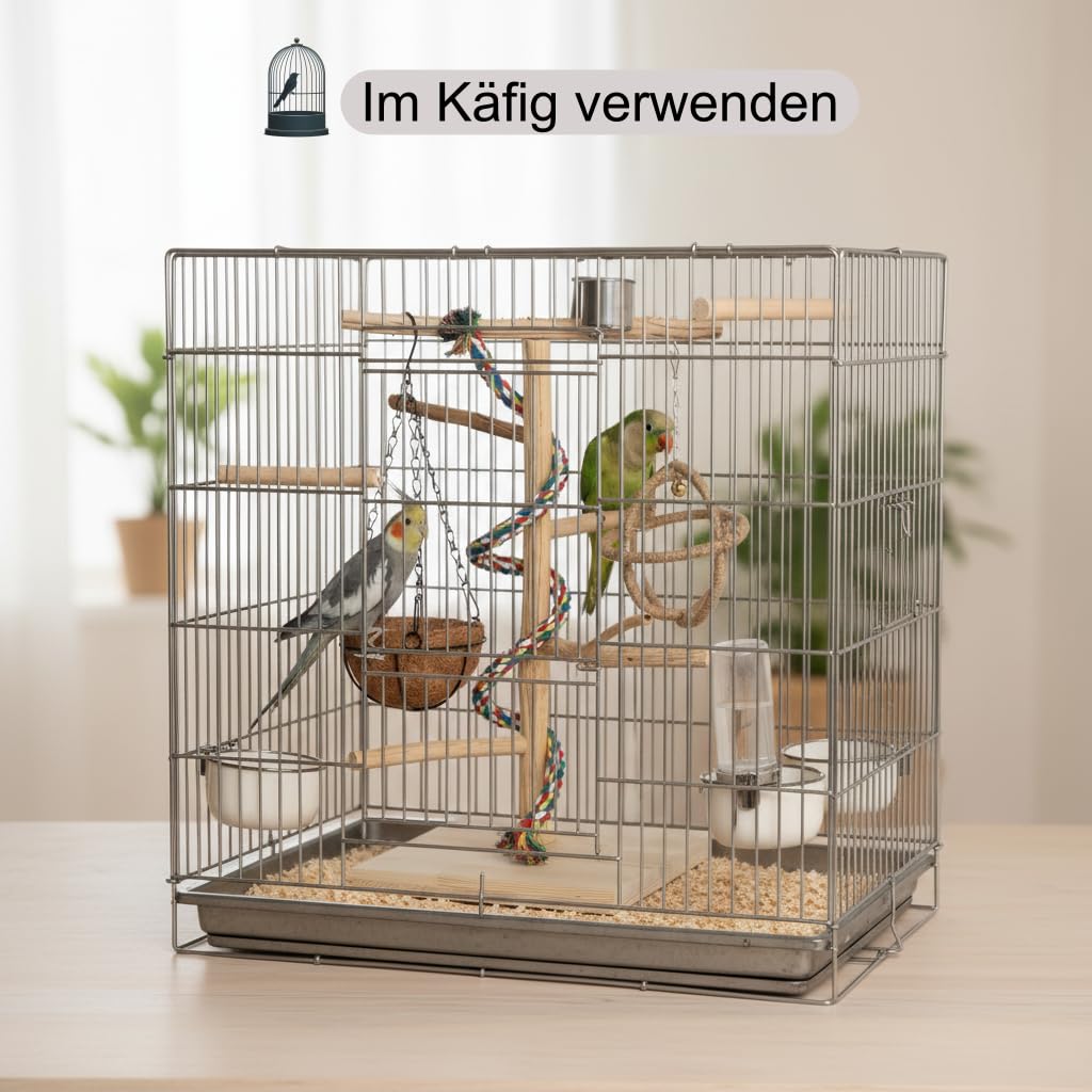 Vogel Sitzstangen, Vogelspielzeug, Naturholz-papageienständer mit Feeder-Cup, Schaukel, Nest, Papageien Vogelspielplatz und Ruhestation für mittelgroße Vögel, Nymphensittich, Mönchssittich, Großer Akt