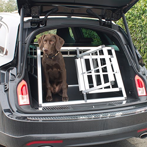 Petigi Hundetransportbox Hundebox Auto Alu Hunde Transportbox Aluminium Kofferraum Transport Box für Hund Dog Autobox 89 x 69 x 50 cm Haustier Käfig