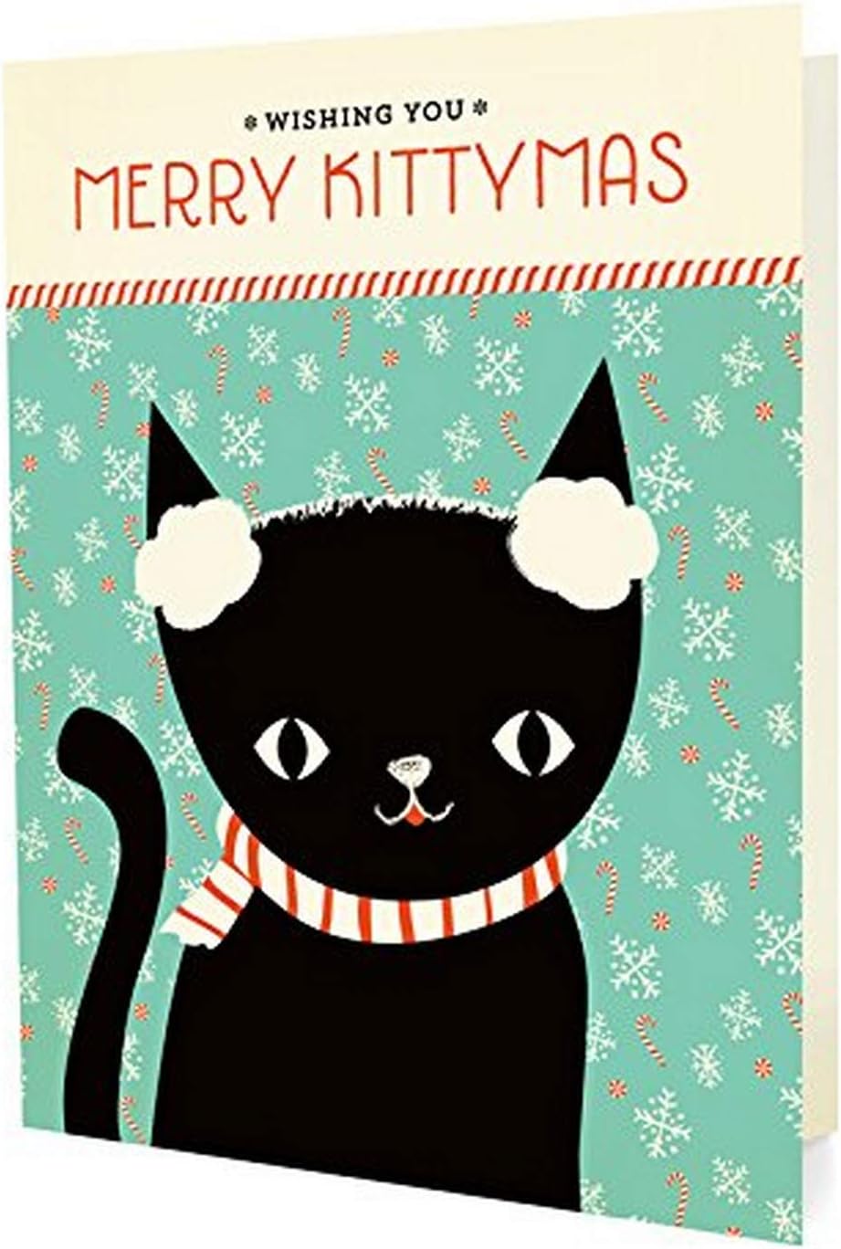 Kitty Christmas Holiday Cards, Box of 10 – Cute Black Cat Christmas Cards – Eco-Friendly, Premium Paper – Blank Inside, Envelopes Included – Made in USA Small Business