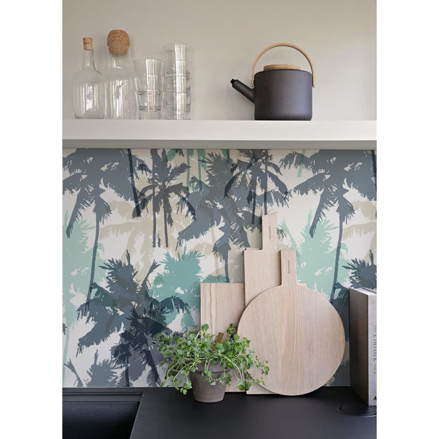 Papier peint latex 250x250cm pour creer un salon cosy design paumes
