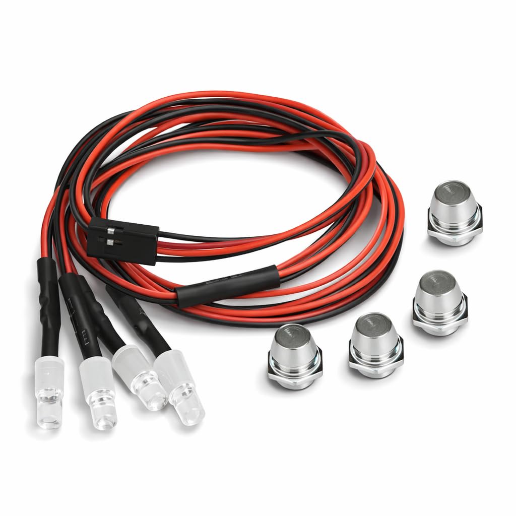RC Car LED Lights, 4Pcs 5mm Headlight Taillight Headlamp Set for 1/10 Model Car Truck Accessory(13# White Light + Red Light)