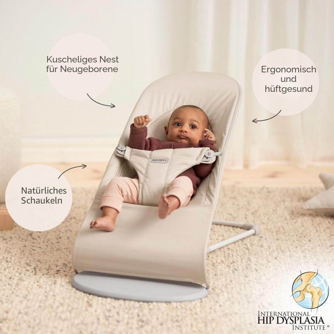 BabyBjörn Babywippe Balance Soft, Gewebt/Jersey, Tri-Fabric, Hellbeige