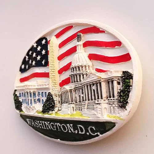 Miniatura 3 de Washington D.C. Bandera ovalada 3D de Estados Unidos para refrigerador, recuerdos, resina hecha a mano, calcomanías magnéticas para decoración del