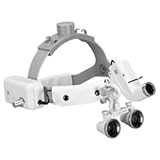 Binocular Headband Loupes with Light 3&period;5X Magnifying Optical Glasses&comma; Adjustable Silver Helmet&comma; 5W LED Head Light Lamp&comma; 420 mm Working Distance