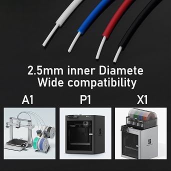 PTFE Teflon Tube 3.0M/9.84ft - 2.5mm ID × 4mm OD with Cutter for 3D Printers, Compatible with Bambu Lab A1/A1 Mini/P1P/P1S/X1C and Creality K1/K1 Max/Ender 3 V3 3D Printing Accessories (Red)