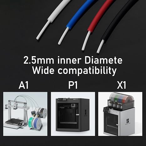 PTFE Teflon Tube 3.0M/9.84ft - 2.5mm ID × 4mm OD with Cutter for 3D Printers, Compatible with Bambu Lab A1/A1 Mini/P1P/P1S/X1C and Creality K1/K1 Max/Ender 3 V3 3D Printing Accessories (Red)