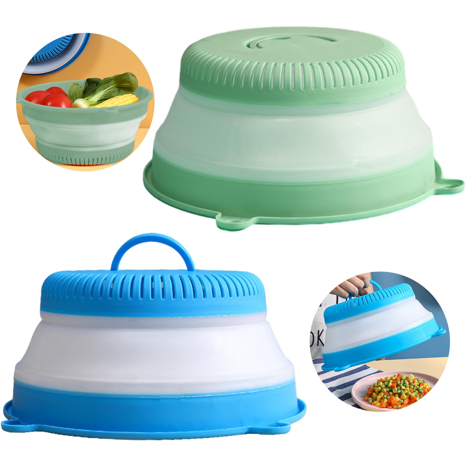 Lot De 2 Couvercles Micro-ondes Anti-éclaboussures 27cm - Sans BPA, Avec Trous Vapeur Et Plateau | Pliable, Lavable Au Lave-vaisselle