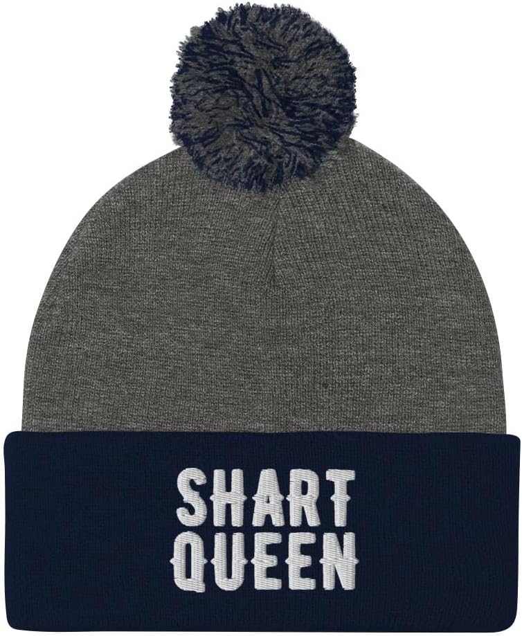 Hogue WS LLC Shart Queen Hat (Embroidered Pom-Pom Beanie) Funny Woman Farted Hat
