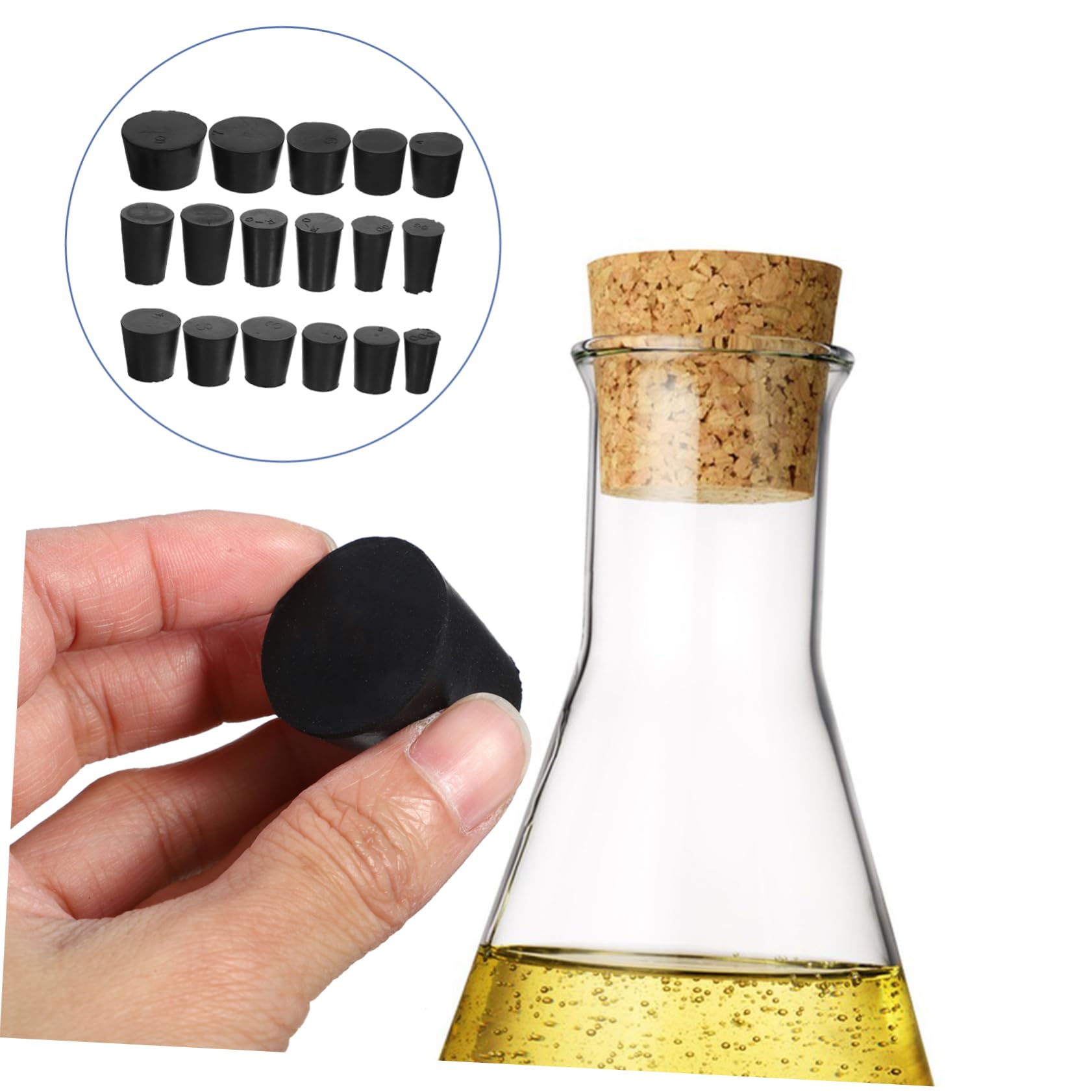 Amosfun 5 Ensembles Bouchons Caoutchouc pour Tubes À Bouchons Étanches pour Laboratoire Disponibles 21 Pièces * 5