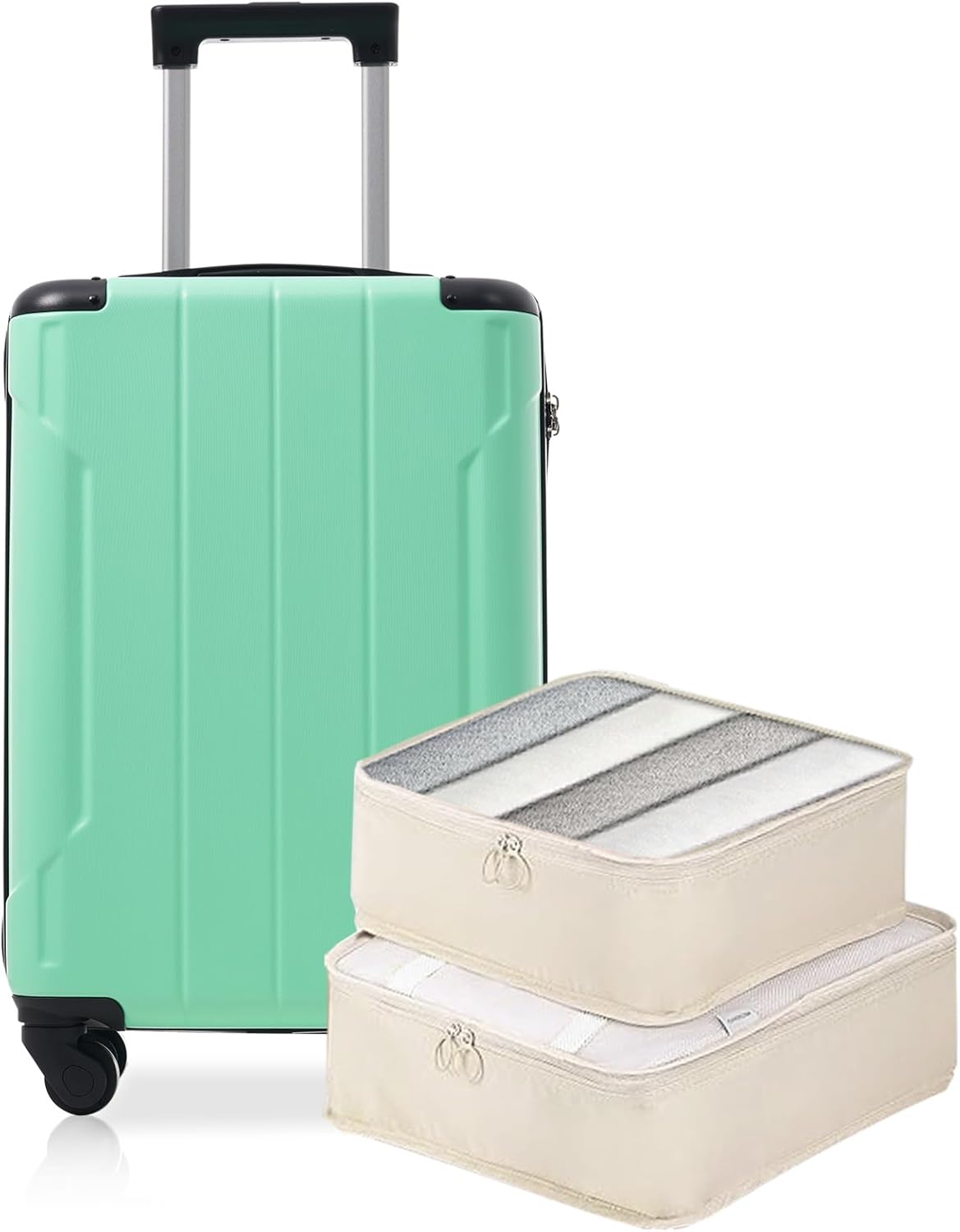 Merax 20Inch Carry on Luggage Set, Hardshell ABS Suitcase with Spinner Wheels, Built-in TSA Lock & 2 Packing Cubes, Airline Approved for Business Getaways Weekend Travel