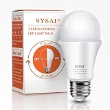 SYSAI 3 Claps Light, Sound Activated ON/Off Solution, Clap Detection, Smart Home, Upgrade Your Bedroom Lamp BulbEasy to Install, As Seen On TV, Soft White, 8.8-Watt