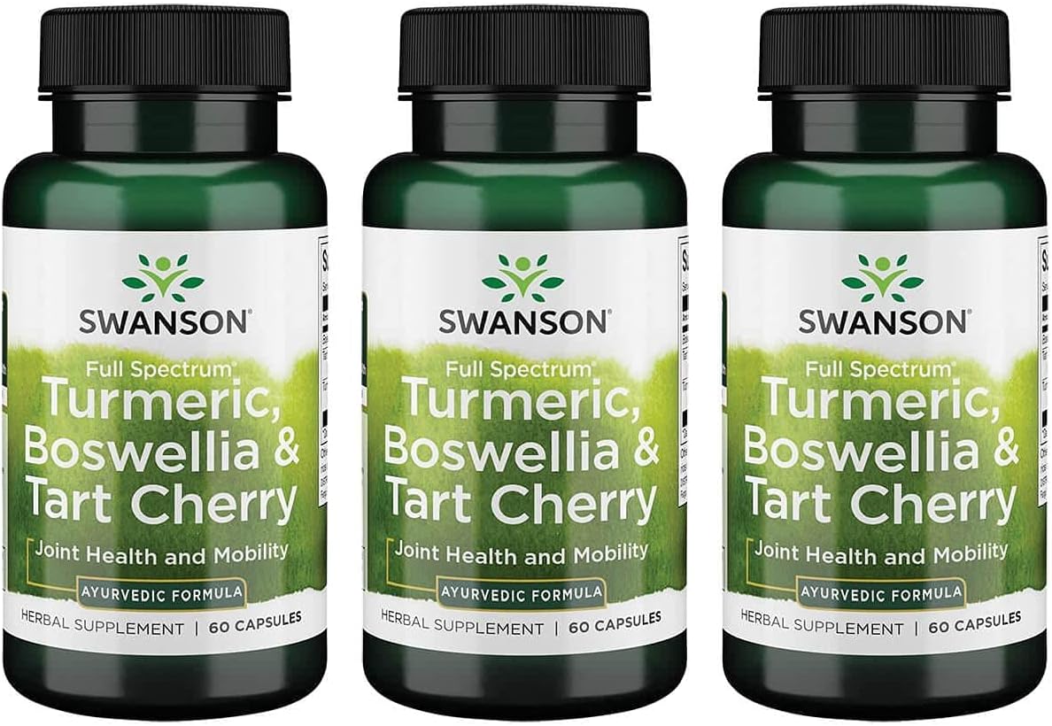 Swanson Full Spectrum Turmeric Boswellia & Tart Cherry Joint Function & Support 60 Capsules 3 Pack