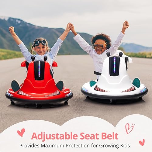 Miniatura 6 de Coche de parachoques eléctrico para niños con control remoto, cinturón de seguridad, música, luces intermitentes, giro de 360 grados, 2 modos de