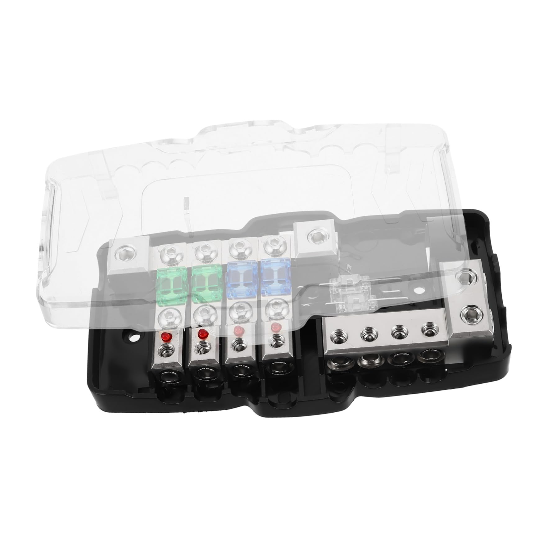 Caja de distribución de 4 vías Zerodeko y portafusibles de plástico para audio de coche 8