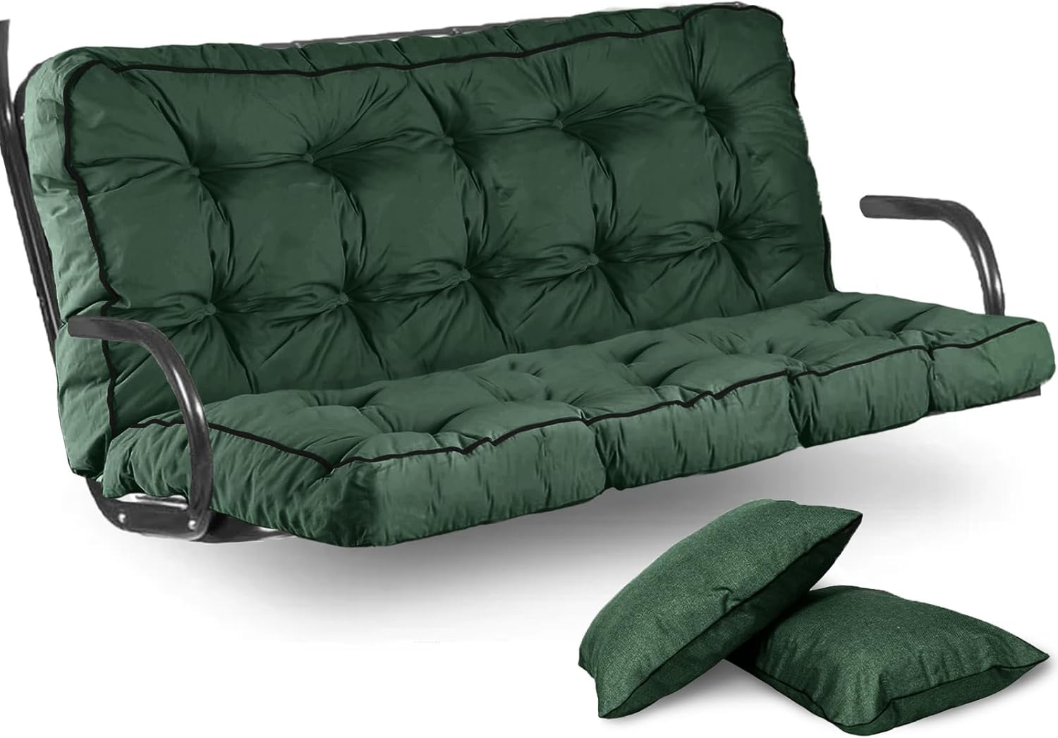 Outdoor Swing Cushions Waterproof, Thicken Porch Swing Cushion Replacement, 70 Inch Bench Seat Cushions for Garden Furniture Pad (Green, 40X70 inch)