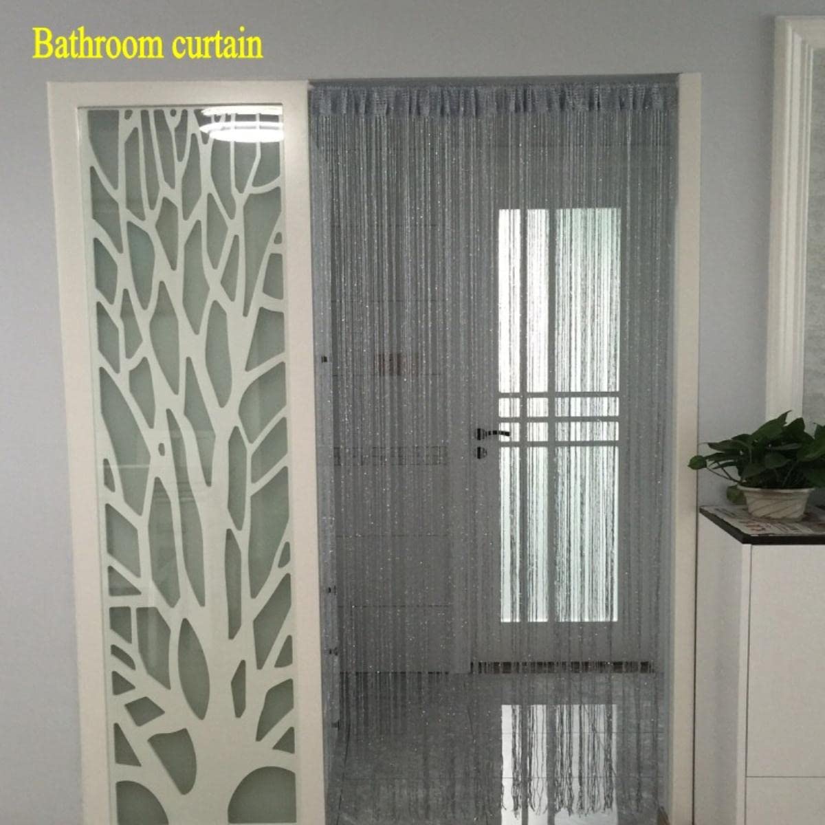 3x2.6m Chaîne Rideau Brillant Gland Ligne Rideaux Fenêtre Porte Diviseur Drapé Salon Décor Cantonnière-Rouge,250x260cm