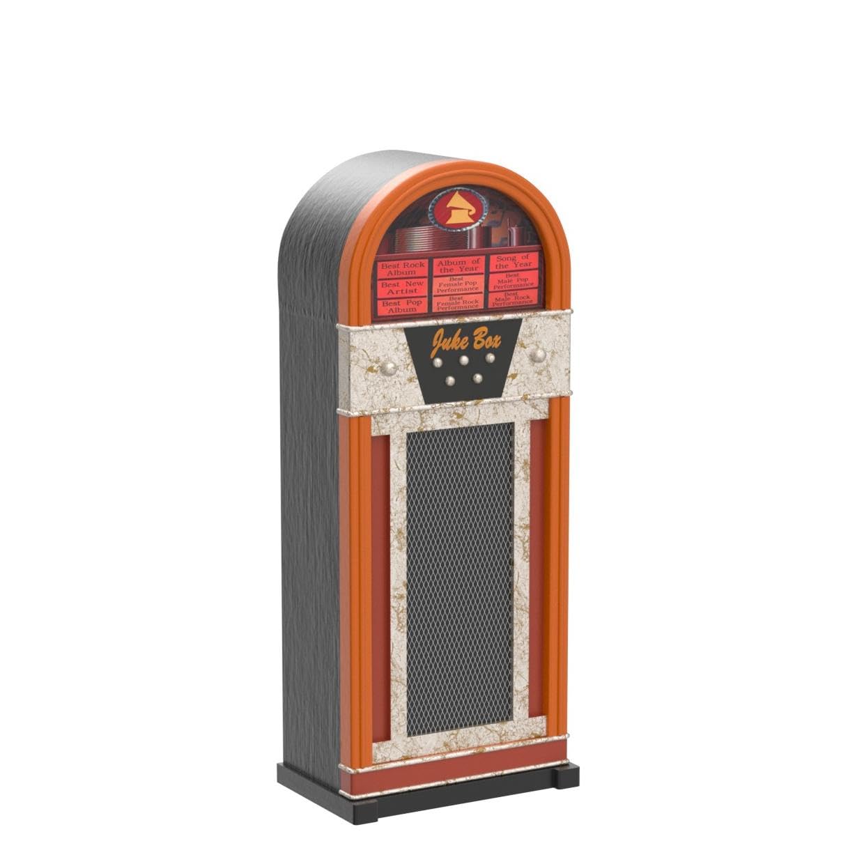 Armadio di design Jukebox retrò arancione/nero 88 cm