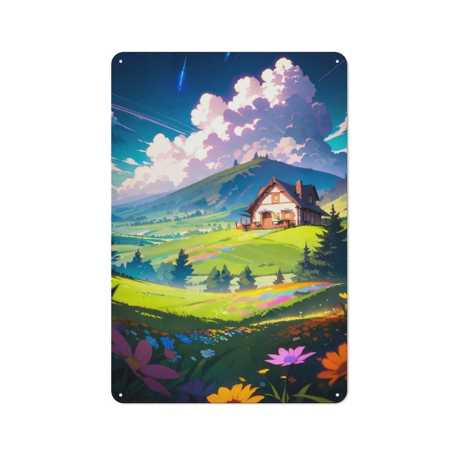 Junmoney Zen Meadow Escape Vintage Metal Sign 30X20cm For Guest Room Or Hallway, Suited To Guest Room Decorators
