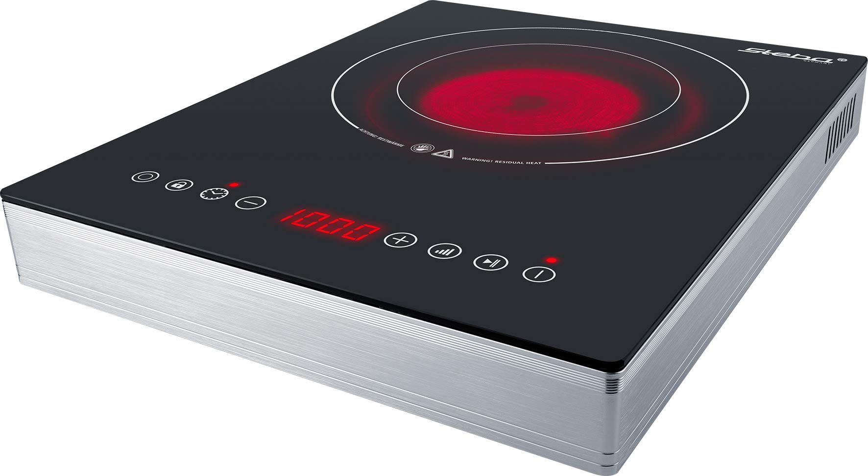 Steba Glaskeramik-Kochfeld HK 30 | Robuste durchgängige Glaskeramik-Oberfläche, 2 Heizkreise mit 15 cm und 22 cm, Touch Control, Timerfunktion bis 180 min