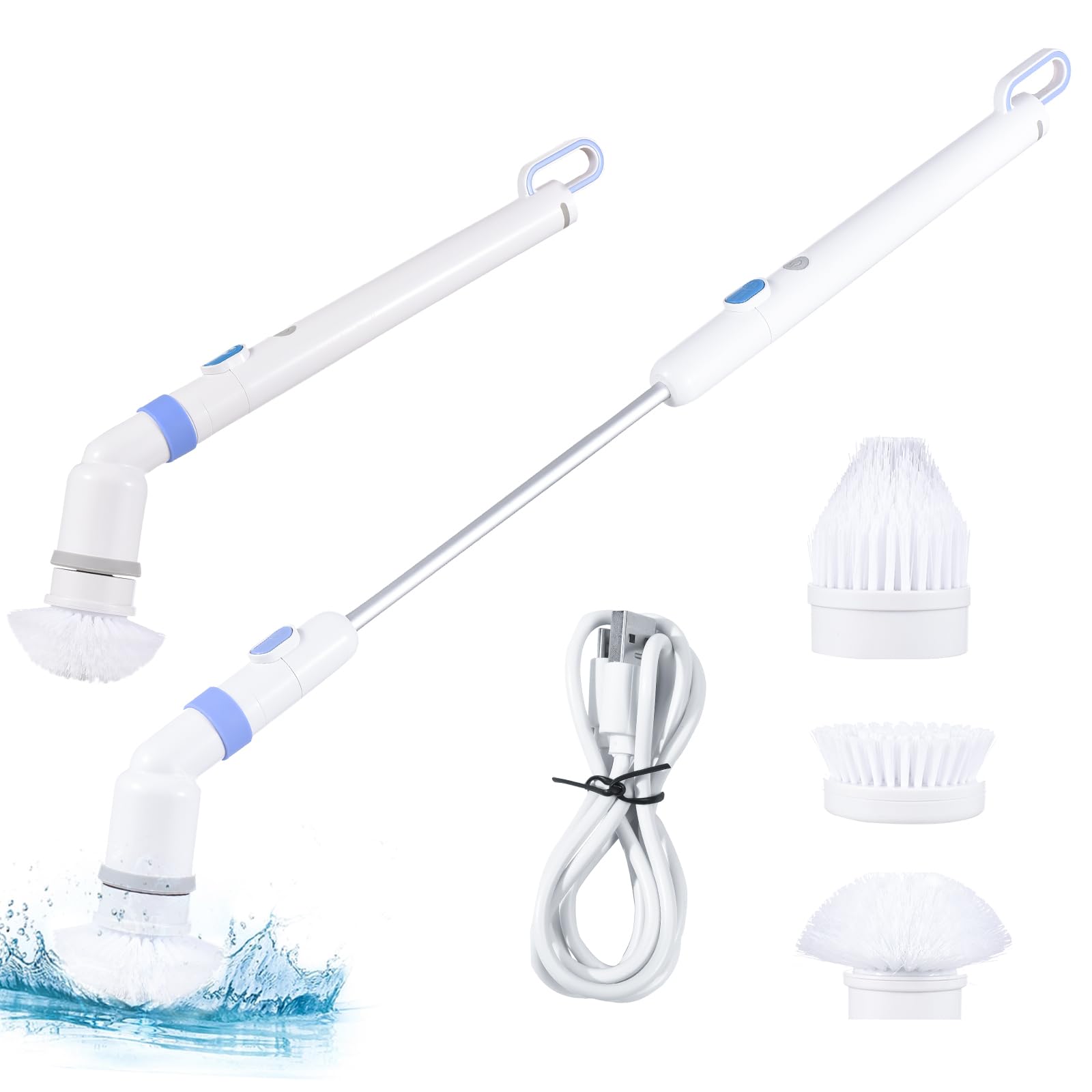 Electric Spin Scrubber Cordless Power Scrubber Brush with 3 Replaceable Heads for Tub Car Bathroom Shower Floor Tile