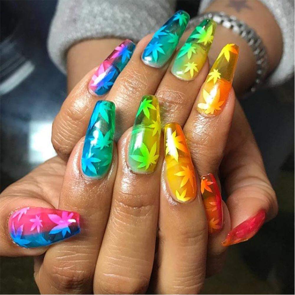 Amazon.com: BYBYCD 3D Nail Art Sticker Decals Leaf Nail Stickers Flower Nail  Stickers Reflections Holographic Self Adhesive Foils Acrylic Design DIY Nail  Decoration : Beauty & Personal Care