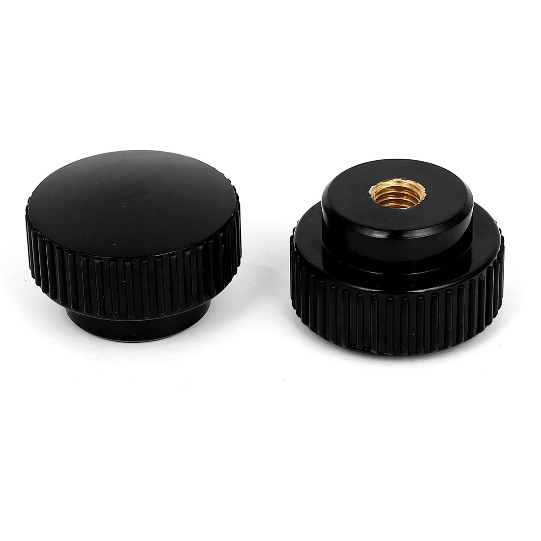 Aexit M12 Female Clamps Thread 50mm Head Dia Plastic Clamping Knurled Knob Strap Clamps Black 2Pcs