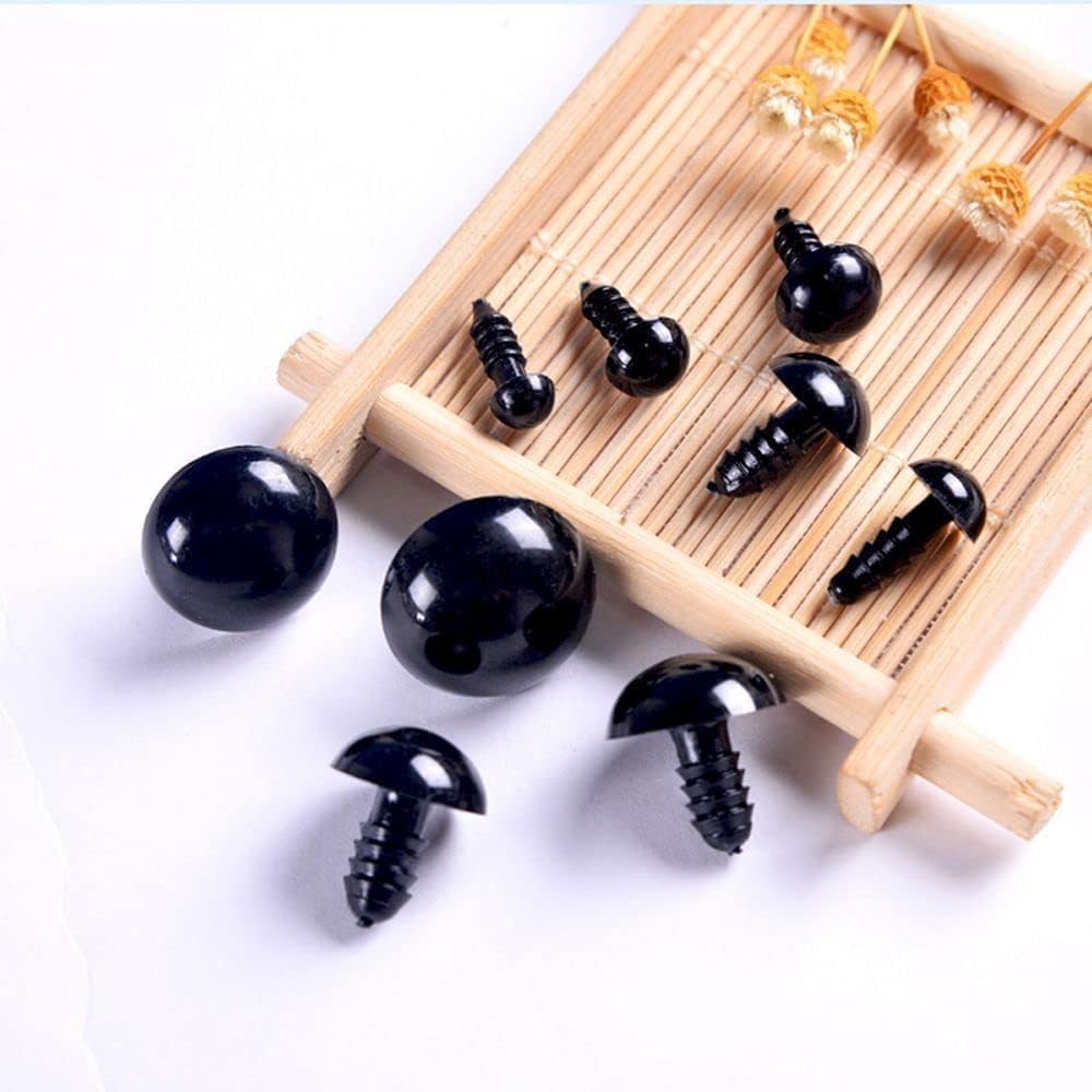 100 Pcs Black Doll Eyes, Resin Eyeball with Washers, Full Black Stuffeds Toy Plush Safety Eyes, Toys Eyes Accessories, DIY Funny Toy Eyes, Doll Making Supplies，Arts, Crafts Sewing (5mm)