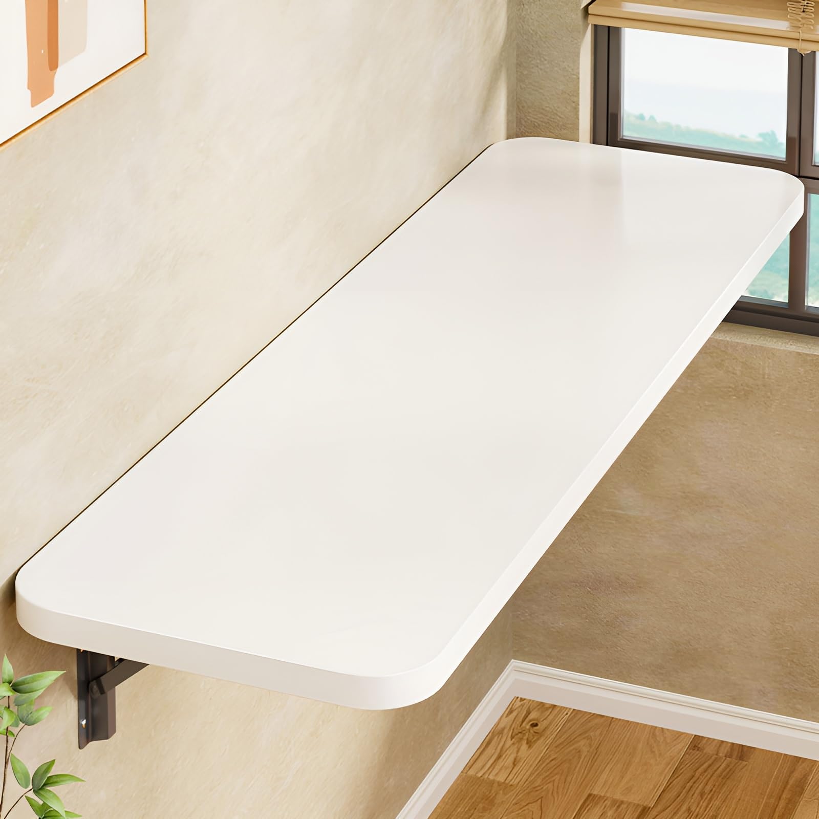 GDMDPTE Space-Saving Wall-Mounted Folding Table - 80x40cm Drop-Leaf Desk for Kitchen & Dining Portable Black Wall Table for Home Office (100x40cm - 3.28x1.3ft)