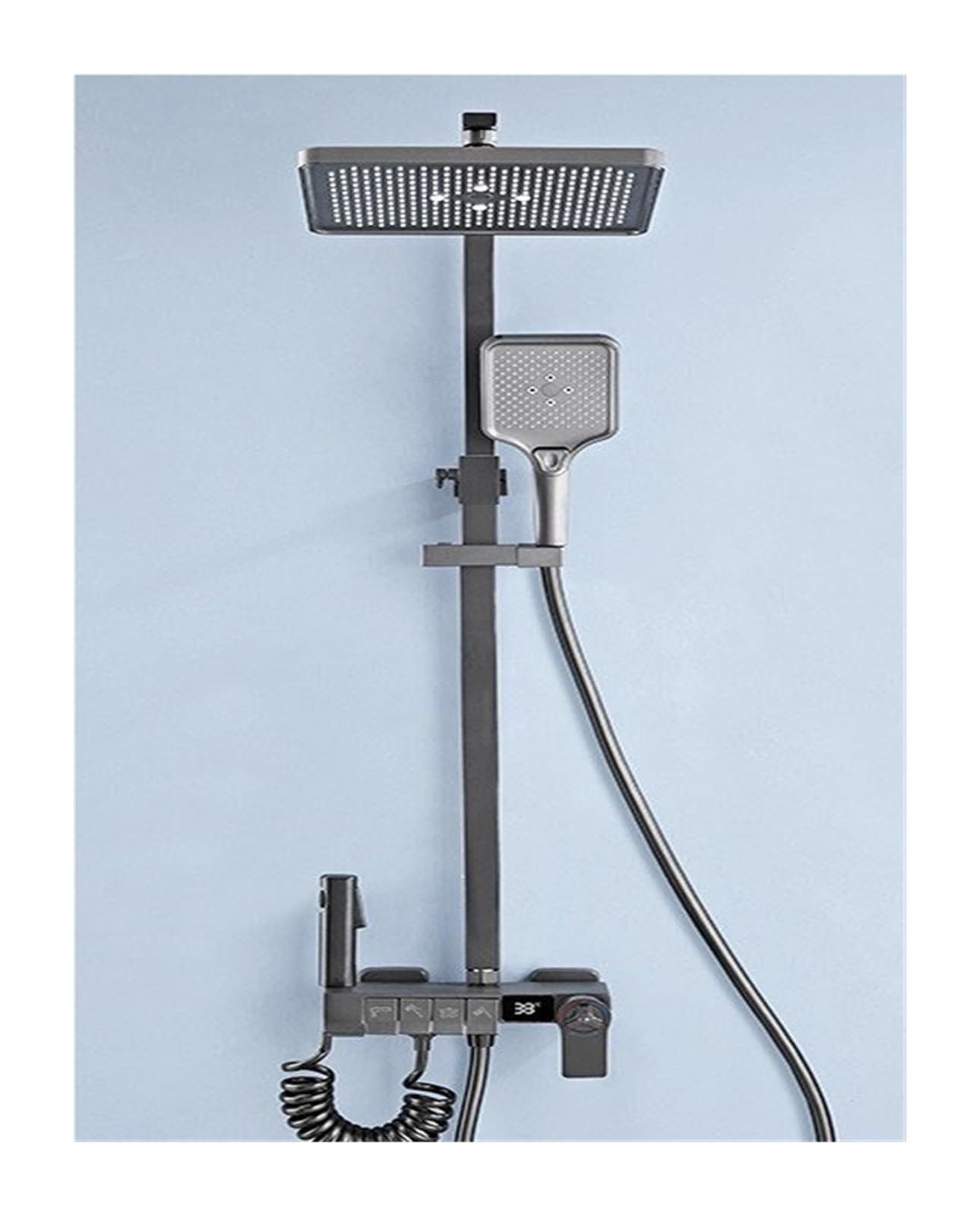 Système de douche carré d'excellence avec mitigeur mural thermostatique digital