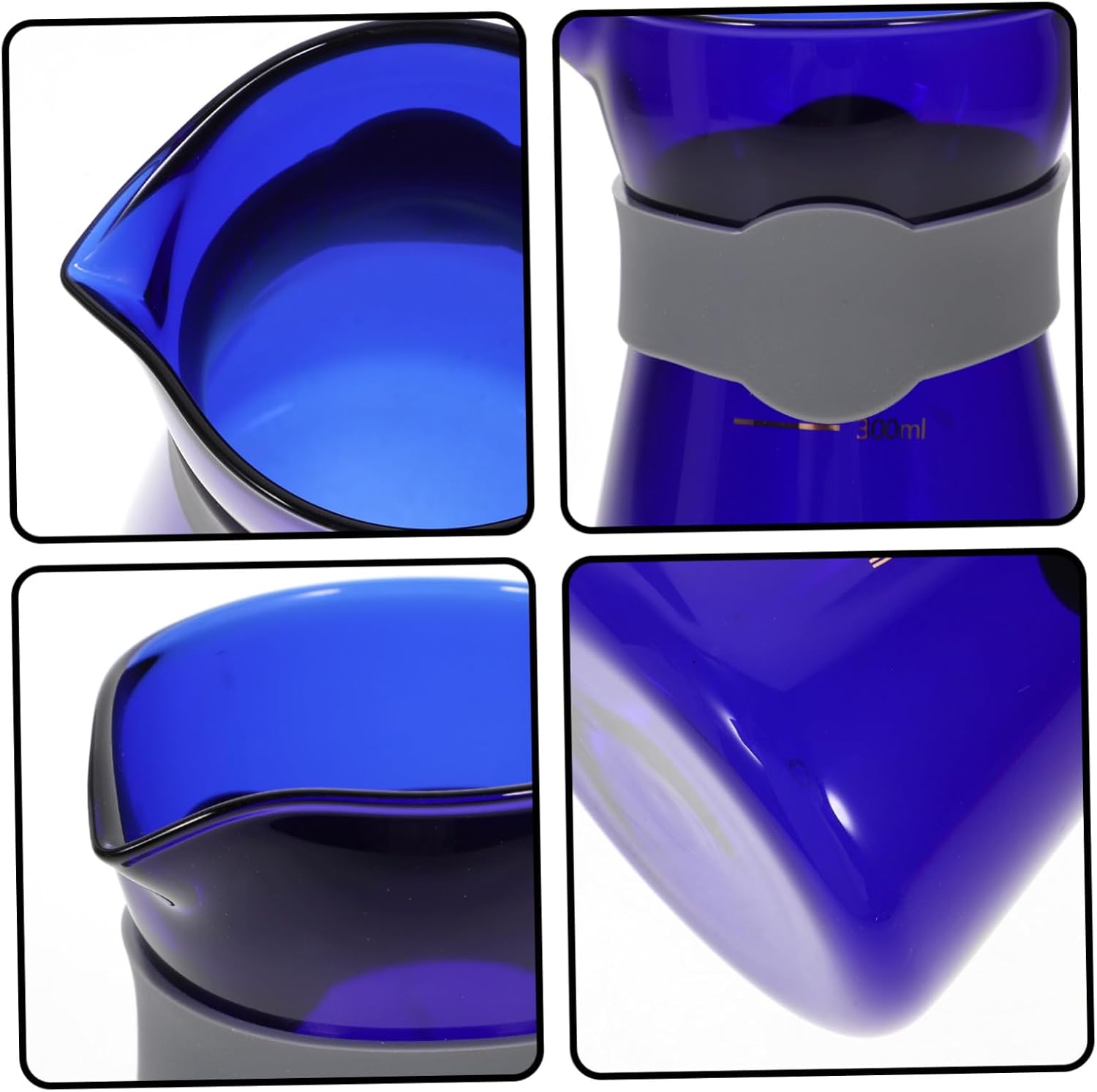 Gem Blue Glass Coffee Pot with Measurement Scale Portable Household Tea Kettle for Office Heat-resistant Borosilicate Container for Hot and Cold Beverages Hold Thick Handle Design