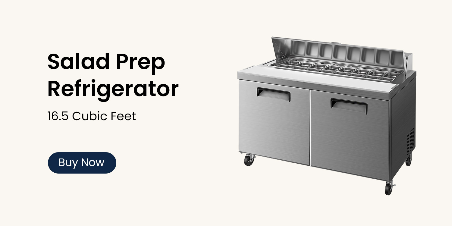 Image of 48 inch Worktop Refrigerator, 13 Cu.Ft Under Counter Fridge | Stainless Steel 2-Door Refrigerated Prep Station with Fan Cooling, Ideal for Restaurant, Bar and Kitchen Food Preparation