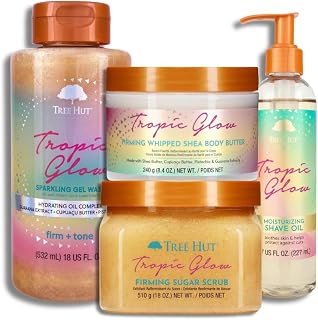 Tropic Glow Body Care Bundle with Sparkling Gel Wash, Shea Sugar Scrub & Moisturizing Shave Oil; Hydrating, Exfoliating & Smoothing Formula with Shea Butter for Soft, Radiant Skin
