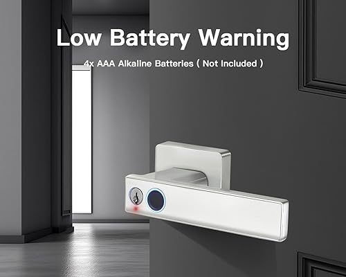 Miniatura 8 de Cerradura de perilla de puerta con estampado de dedos, entrada sin llave para dormitorio, cerradura de puerta con estampado de pulgar, cerradura de