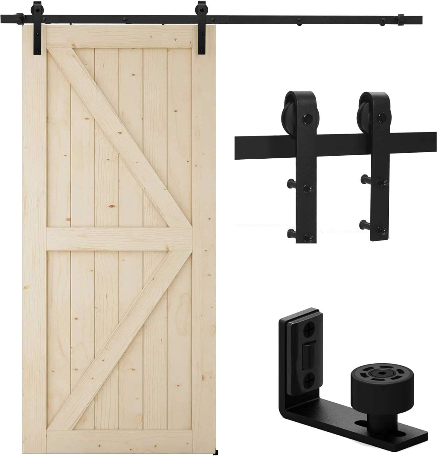 TSMST6.6ft Sliding Barn Door Hardware Kit, Heavy Duty Sliding Wood Door Rail Kit for 40" Wide Door Panel, Easy to Install -Includes Installation Instruction Step-by-Step, J Shape Hanger