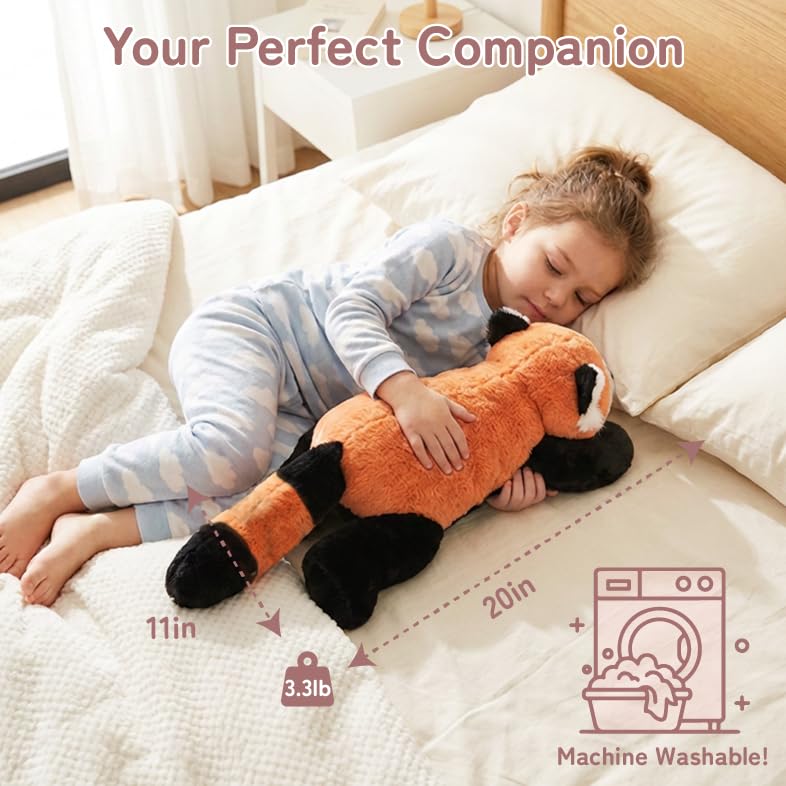 Image of Niuniu Daddy Red Panda Weighted Stuffed Animals, 20 Inch 3.3 lbs Weighted Plushies, Heavy Calming Body Pillow for Sleeping, Sensory Lying Lap Pad Toy Huggable Gift for Kids and Adults