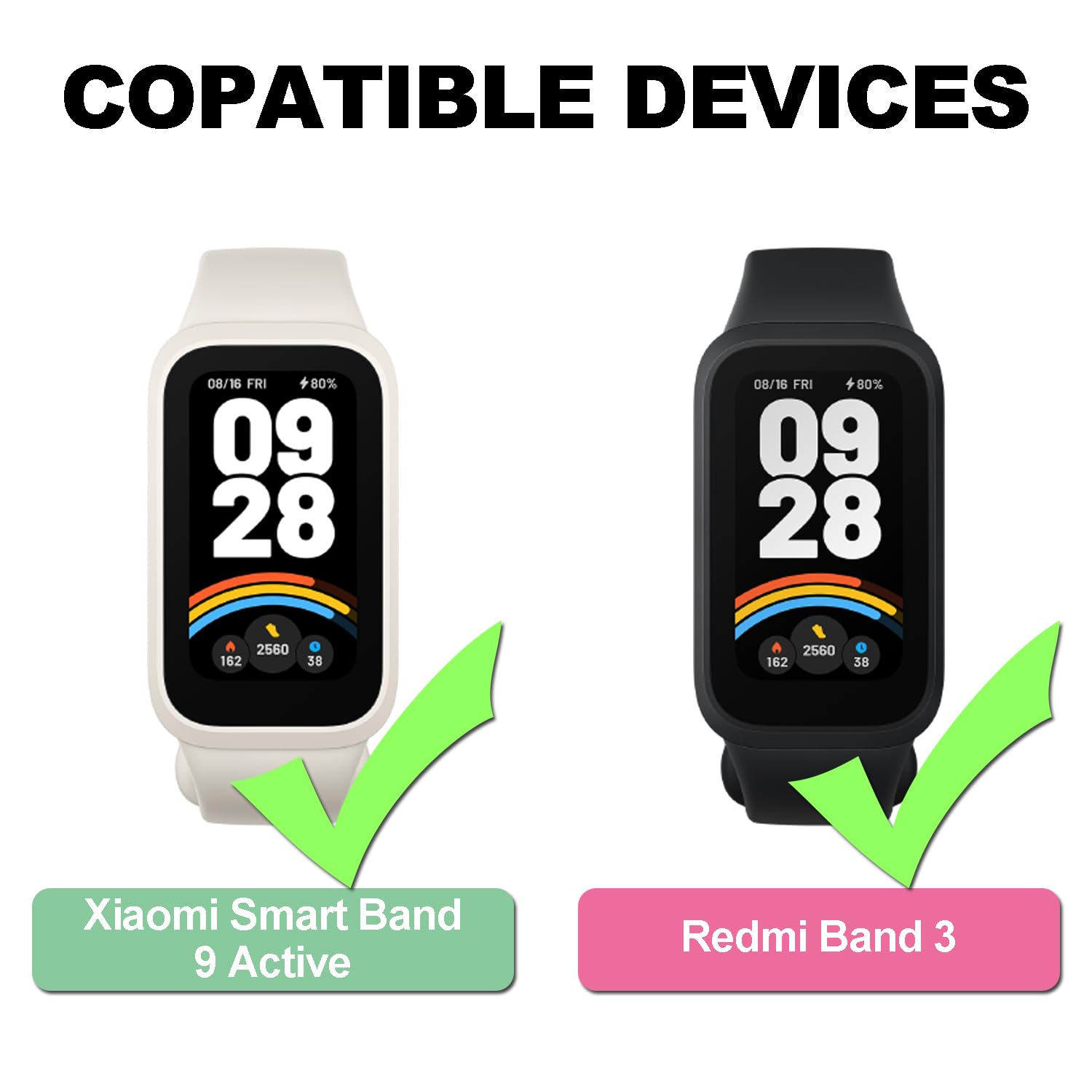 3 Paski Zamienne do Xiaomi Smart Band 9 Active i Redmi Band 3, Miękkie Sportowe, Regulowane I Oddychające, z Szybkim Odpinaniem