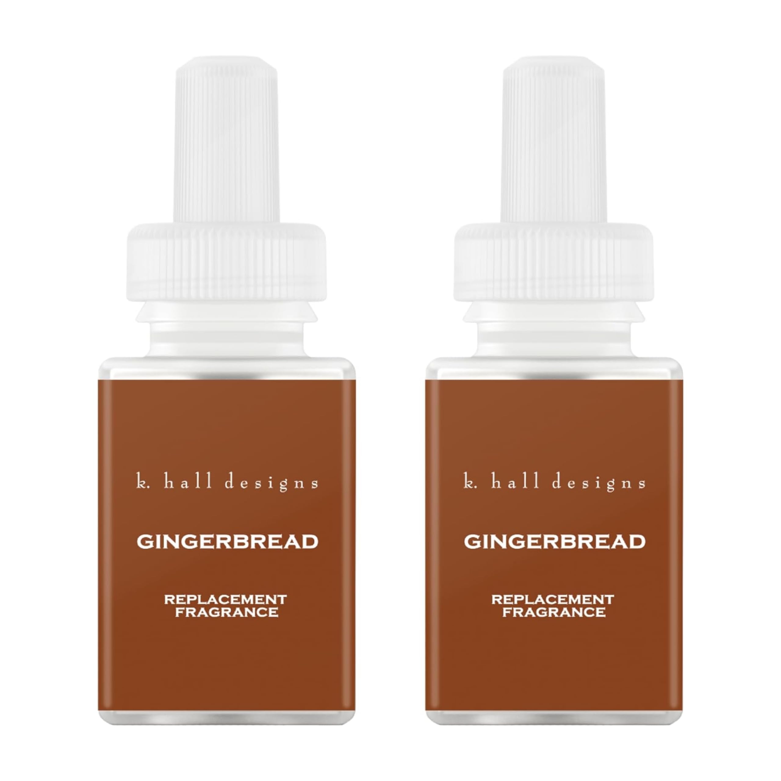 Pura & K. Hall Designs Home Scent Refill - Smart Home Air Diffuser - Up to 120-Hours of Premium Fragrance per Refill - Household Essential - Clean Diffuser Fragrance - 2 Pack, Gingerbread