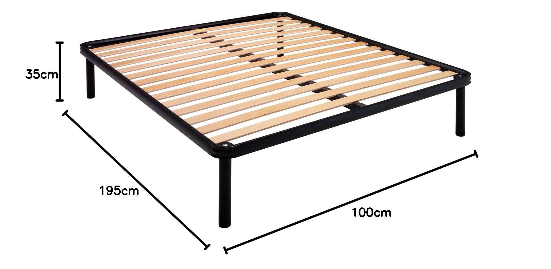 Bed Store SISTEMI RIPOSO Rete Letto Singola Ortopedica 100X195 + Con Piedi H30 Ferro Doghe Strette