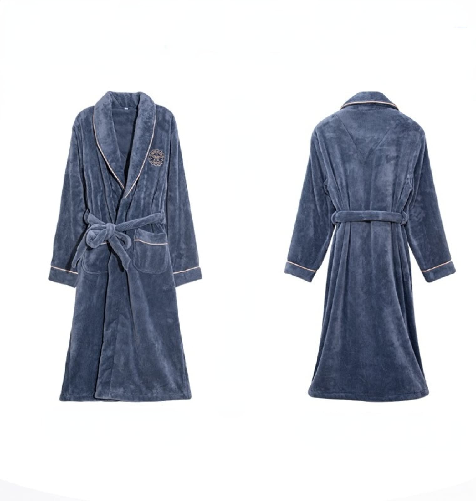 Camicia da Notte,Accappatoio Invernale Caldo Kimono da Uomo Pigiama di Flanella Morbida Vestaglia Lunga