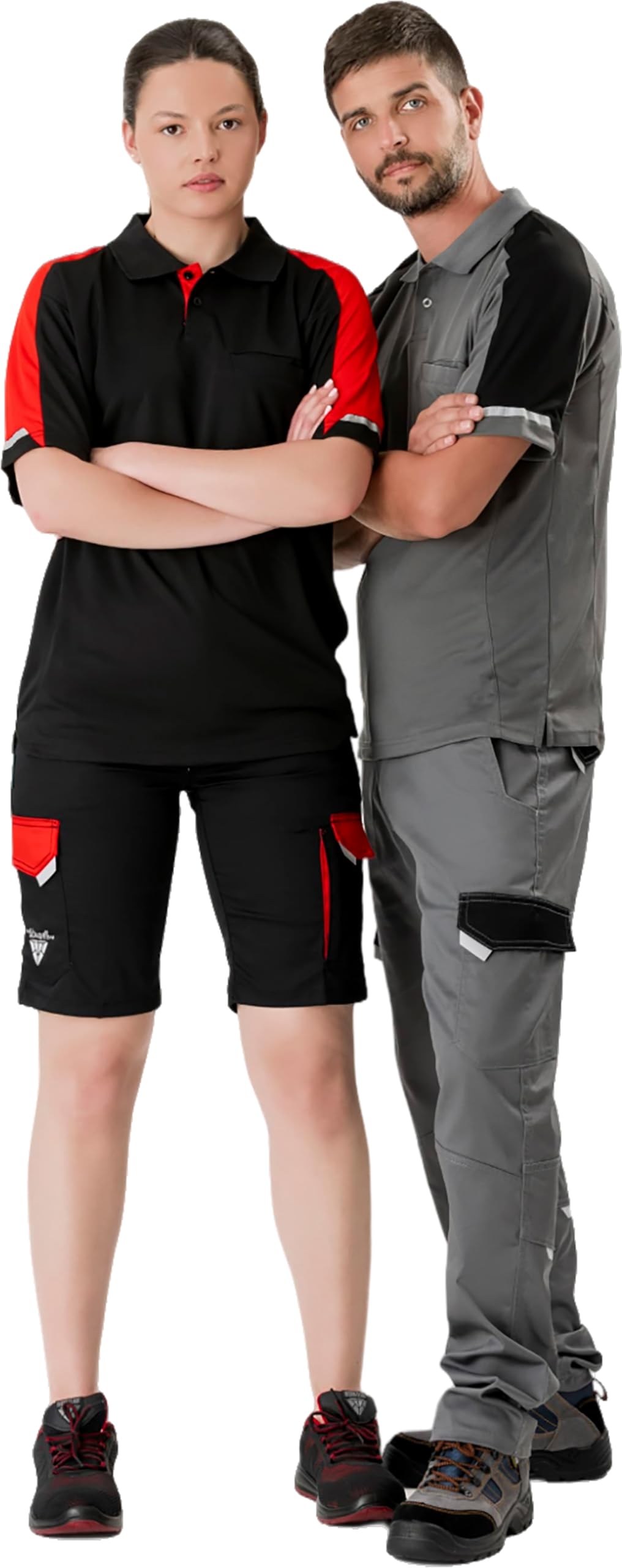 WORKTEAM Pantalón Corto de Trabajo, Tejido Elástico Combinado, Multibolsillos, Refuerzo en Culera y Detalles Reflectantes, Bermuda. Unisex