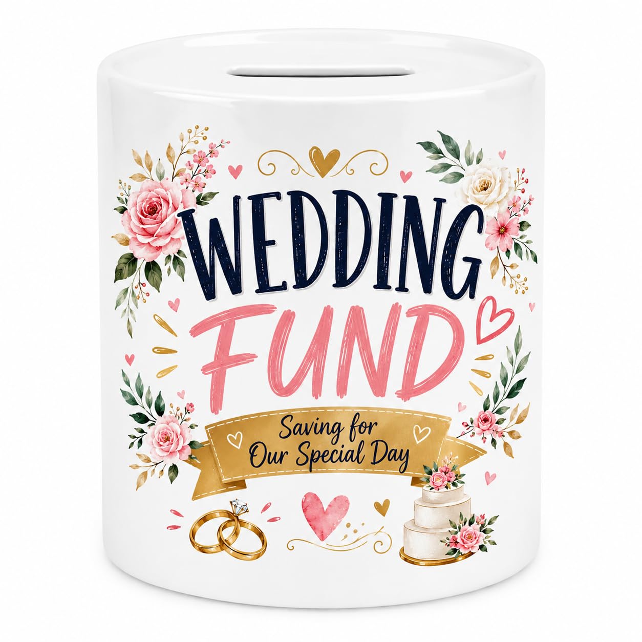 Wedding Fund Money Box – Wedding Savings Ceramic Piggy Bank – Saving for Our Special Day Coin Bank – Engagement & Wedding Gift for Couples – Bridal Shower Wedding Fund Keepsake