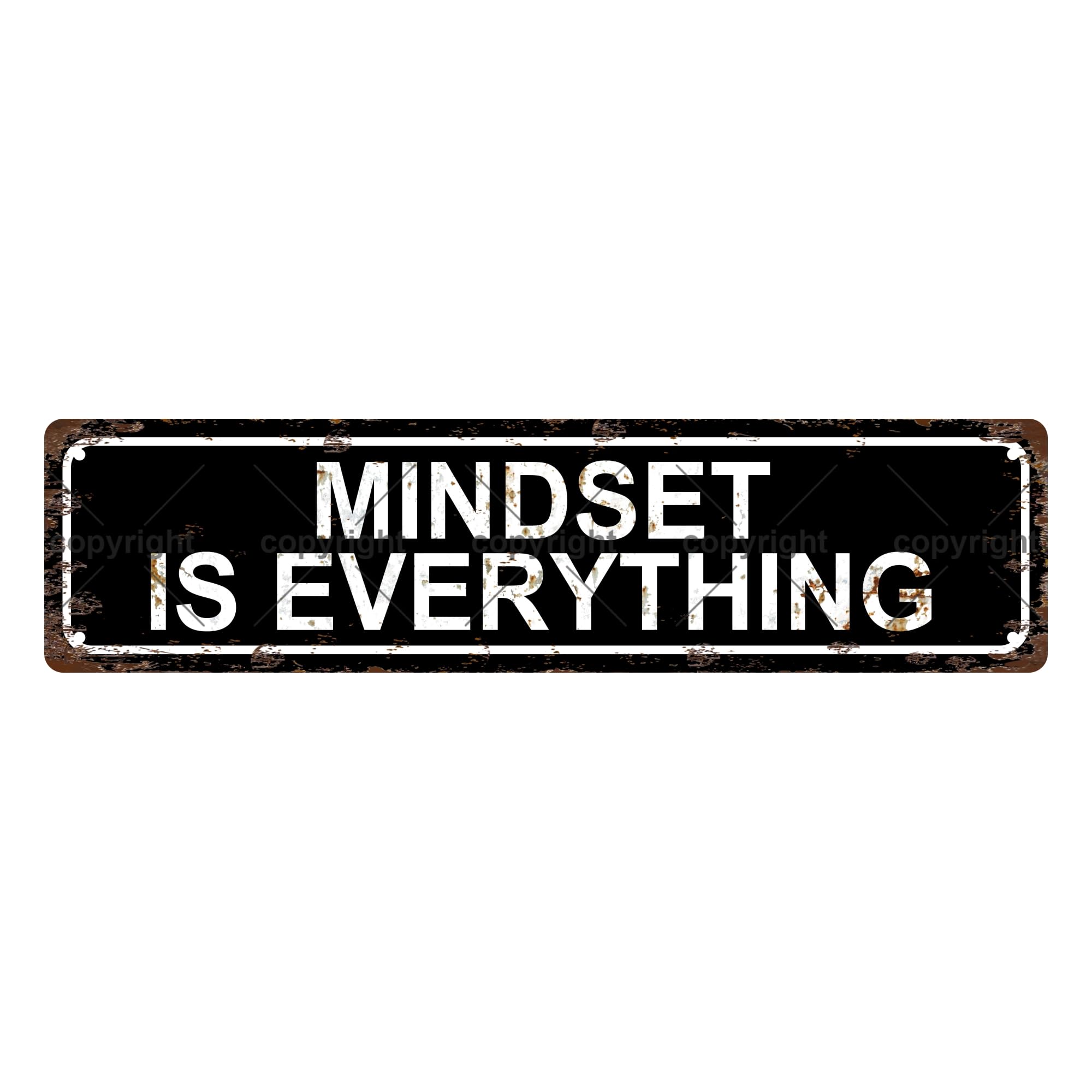 Mindset is Everything Sentences Metal Tin Street Sign Bar Cafe Garage Cave Home Room Wall Bathroom Farmhouse Garden Porch Patio Decor,4x16 Inch