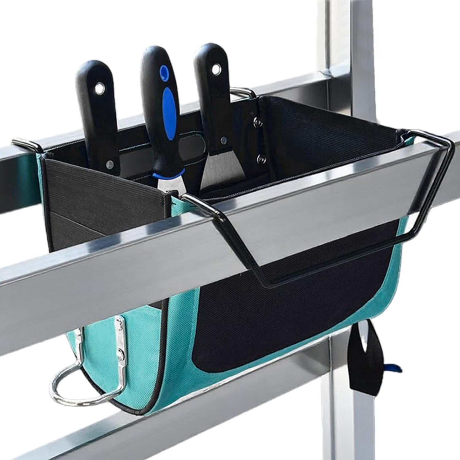 Fabater Folding Ladder Tool Tray Bag, Ladder Tool Holder, Ladder Tool Pouch for Step Ladders, Oxford Fabric Organizer Bag with Multiple Pockets, Easy Access to Repair Tools