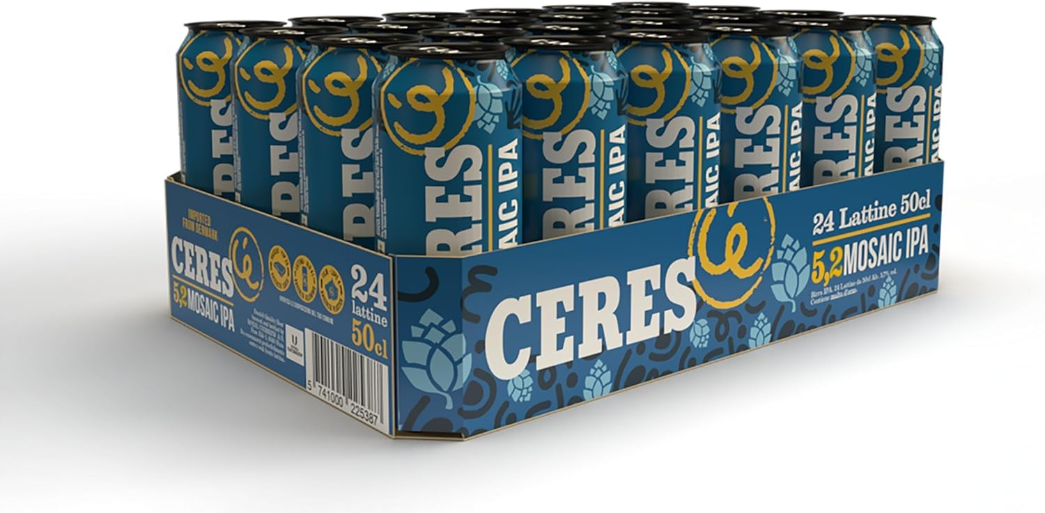 Ceres Mosaic Ipa - 24 Lattine da 50 cl, Birra Indian Pale Ale, Gradazione Alcolica 5,2°C, Gusto Intenso ed Armonioso, Piacevolmente Amara