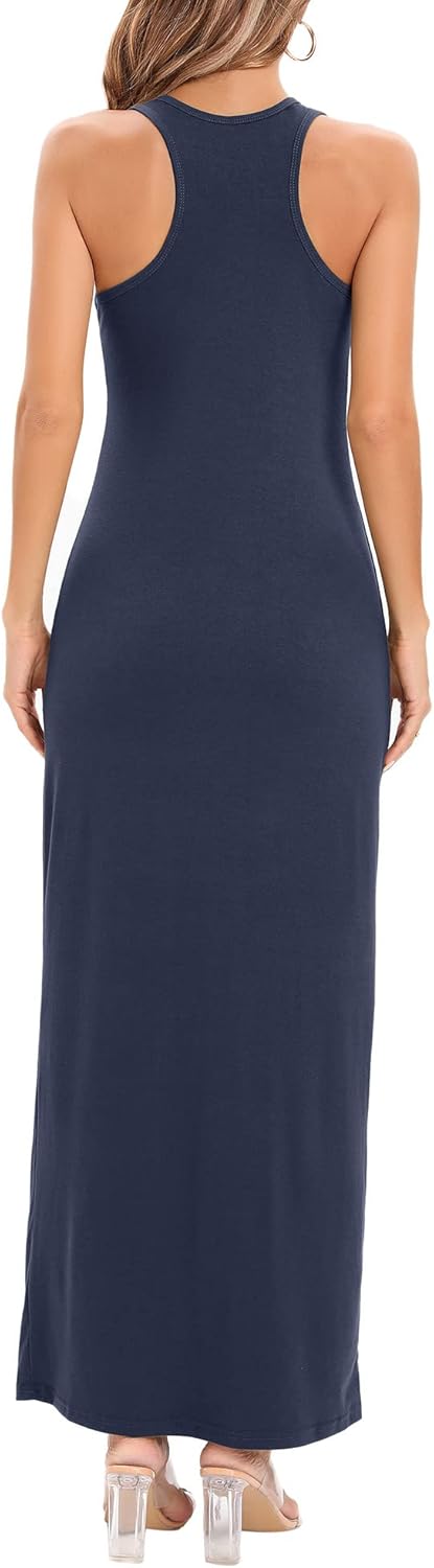 Roselux Women Sleeveless Scoop Neck Striped Maxi Sundresses Loose Racerback Long Dress - Image 3