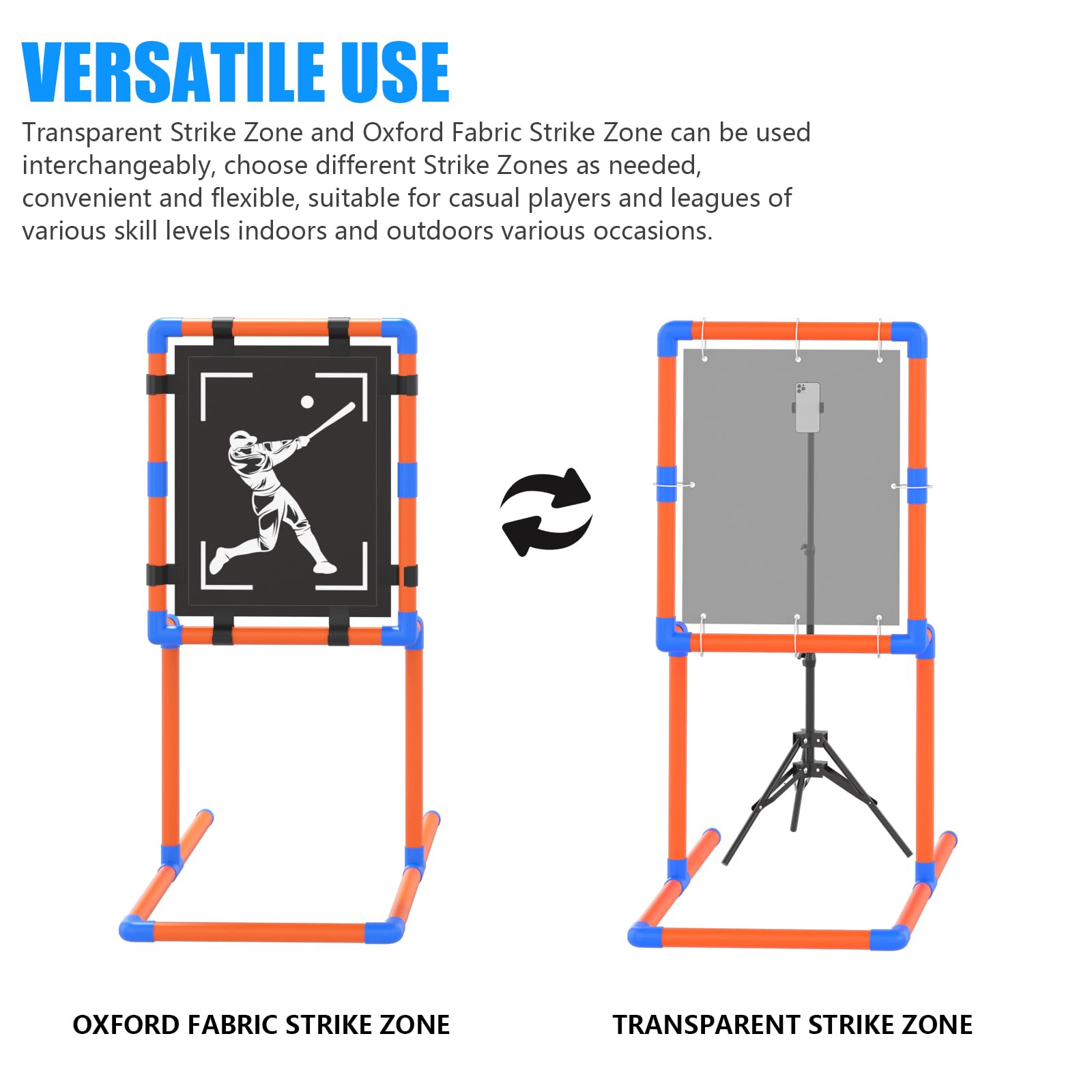 Cible de zone de frappe de baseball avec cadre PVC robuste et trépied réglable