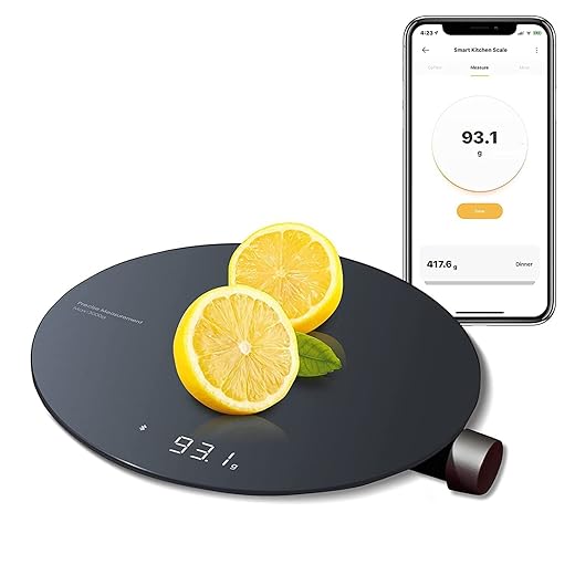 HOTO Bilancia da Cucina Intelligente, Bilancia da Cucina Digitale, Bilancia da Caffè, Bilancia da Cucina con Sensore ad Alta Precisione da 0,1g, Misure in 4 unità (g/ml/oz/lb:oz)