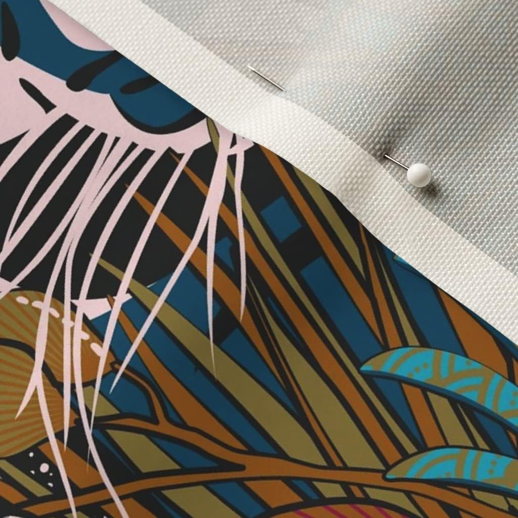 Spoonflower Fabric - Maximalist Tigers Exotic Animal Tropical Jungle Tiger Sashiko Moody Printed on Upholstery Velvet Fabric Fat Quarter - Upholstery Home Decor Bottomweight Apparel