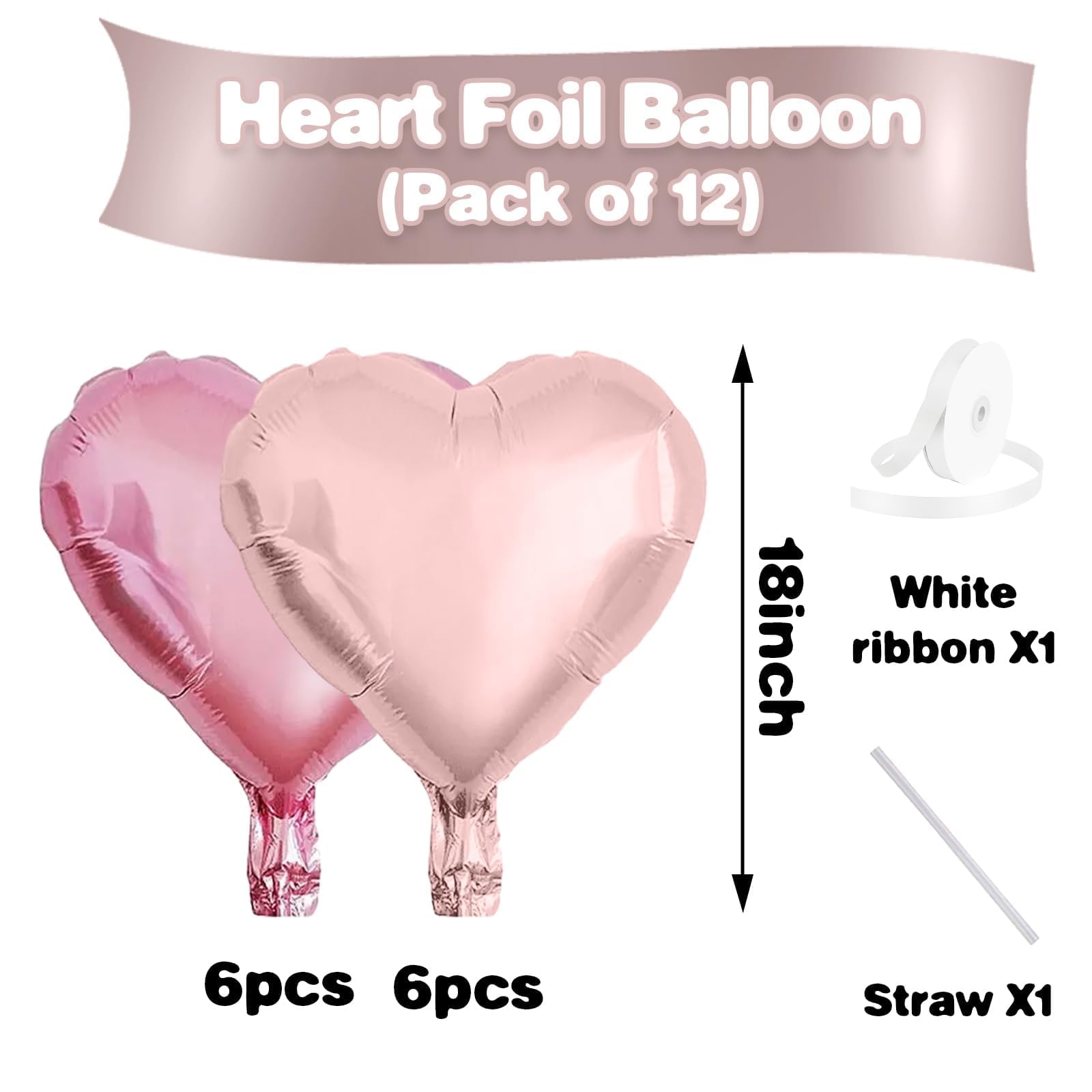 Light Pink Heart Balloons,12Pcs 18 Inch Pastel Baby Pink Helium Foil Love Heart Shaped Balloons for Bridal Wedding Engagement Party Anniversary Birthday Baby Shower Valentines Day Decorations