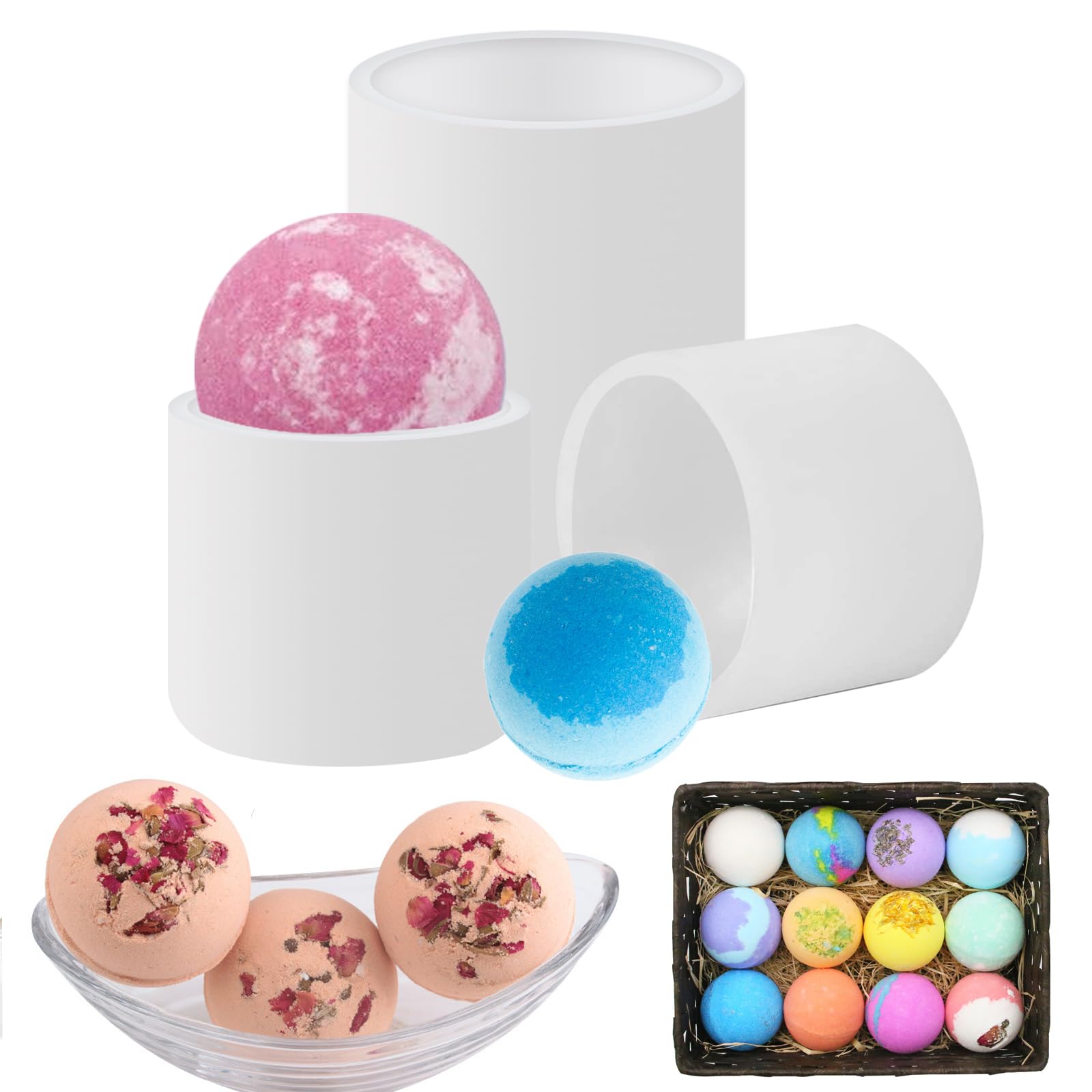 Bath Bomb Mold kit,2.5inch Diameter Round Solid Ball Shaped Bath Bomb Molds Kit for Making DIY Bath Bombs Tools,Easy to use for Adults Beginners and Commercial Use-image-34